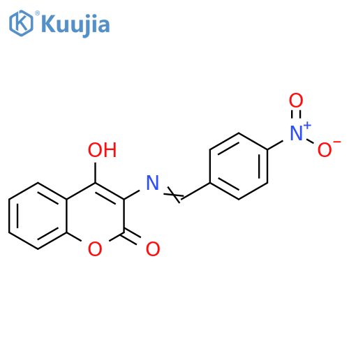 2H-1-Benzopyran-2-one,4-hydroxy-3-[[(4-nitrophenyl)methylene]amino]- structure