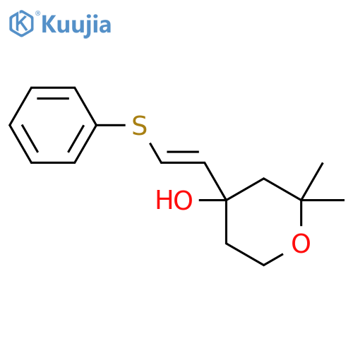 2H-Pyran-4-ol, tetrahydro-2,2-dimethyl-4-[2-(phenylthio)ethenyl]- structure