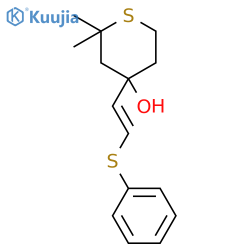 2H-Thiopyran-4-ol, tetrahydro-2,2-dimethyl-4-[2-(phenylthio)ethenyl]- structure