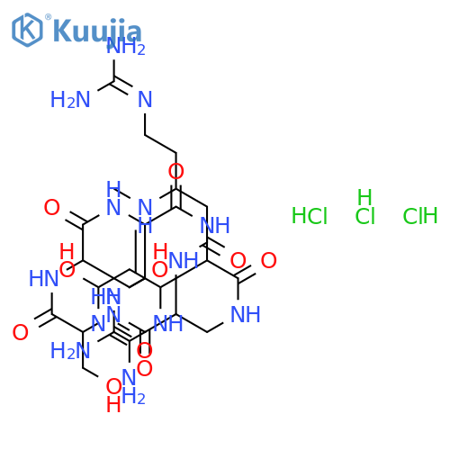 N-[(6Z)-3-(2-amino-6-hydroxy-3,4,5,6-tetrahydropyrimidin-4-yl)-6-[(carbamoylamino)methylidene]-9,12-bis(hydroxymethyl)-2,5,8,11,14-pentaoxo-1,4,7,10,13-pentaazacyclohexadecan-15-yl]-5-[(diaminomethylidene)amino]-3-(methylamino)pentanamide trihydrochloride structure