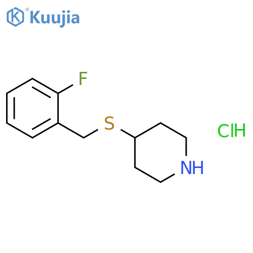 PIPERIDINE, 4-[[(2-FLUOROPHENYL)METHYL]THIO]-, HYDROCHLORIDE structure