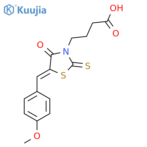 4-[(5Z)-5-[(4-methoxyphenyl)methylidene]-4-oxo-2-sulfanylidene-1,3-thiazolidin-3-yl]butanoic acid structure