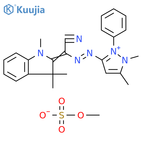 1H-Pyrazolium, 3-[2-[cyano(1,3-dihydro-1,3,3-trimethyl-2H-indol-2-ylidene)methyl]diazenyl]-1,5-dimethyl-2-phenyl-, methyl sulfate (1:1) structure