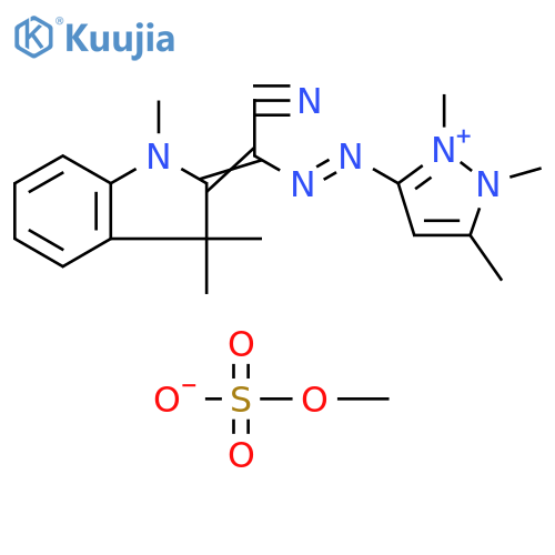 1H-Pyrazolium, 3-[2-[cyano(1,3-dihydro-1,3,3-trimethyl-2H-indol-2-ylidene)methyl]diazenyl]-1,2,5-trimethyl-, methyl sulfate (1:1) structure