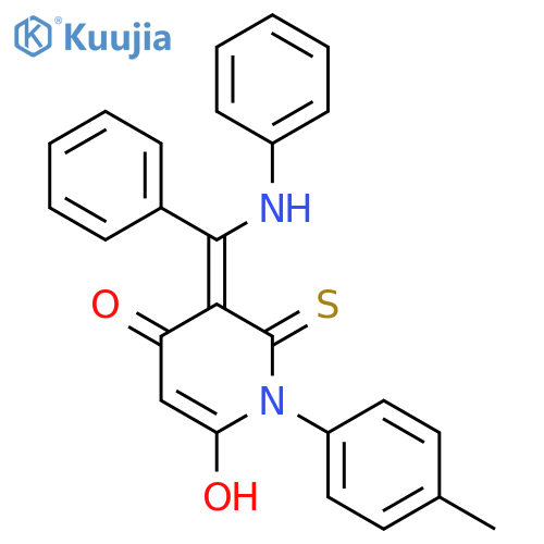 4(1H)-PYRIDINONE, 2,3-DIHYDRO-6-HYDROXY-1-(4-METHYLPHENYL)-3-[PHENYL(PHENYLAMINO)METHYLENE]-2-THIOXO- structure