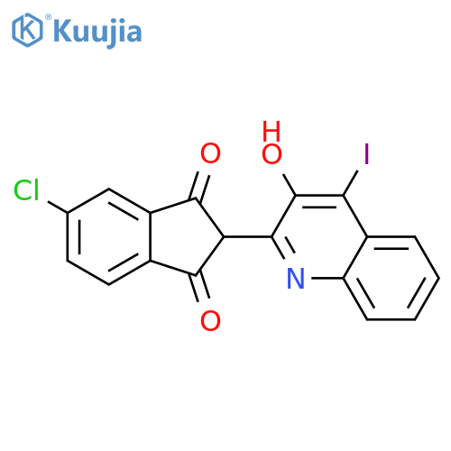 1H-Indene-1,3(2H)-dione, 5-chloro-2-(3-hydroxy-4-iodo-2-quinolinyl)- structure