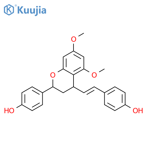 Phenol,4-[2-[3,4-dihydro-2-(4-hydroxyphenyl)-5,7-dimethoxy-2H-1-benzopyran-4-yl]ethenyl]- structure