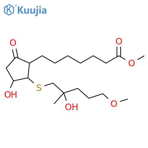 Cyclopentaneheptanoic acid,3-hydroxy-2-[(2-hydroxy-5-methoxy-2-methylpentyl)thio]-5-oxo-, methylester structure