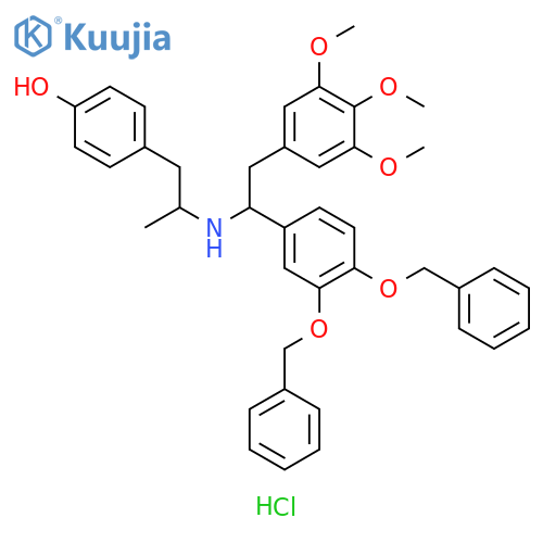 Phenol, 4-[2-[[1-[3,4-bis(phenylmethoxy)phenyl]-2-(3,4,5-trimethoxyphenyl)ethyl]amino]propyl]-, hydrochloride (1:1) structure