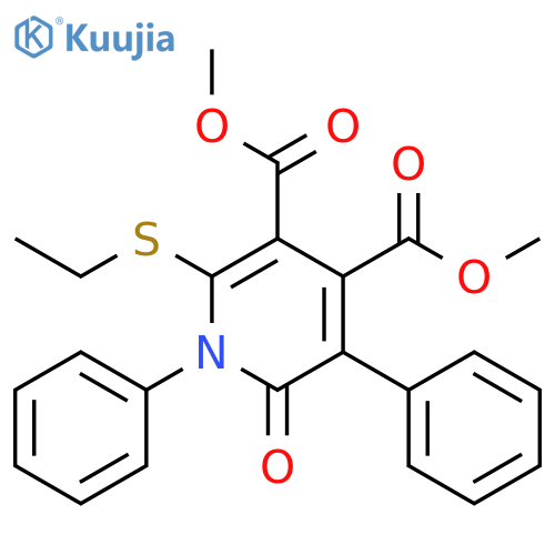 3,4-Pyridinedicarboxylic acid, 2-(ethylthio)-1,6-dihydro-6-oxo-1,5-diphenyl-, 3,4-dimethyl ester structure