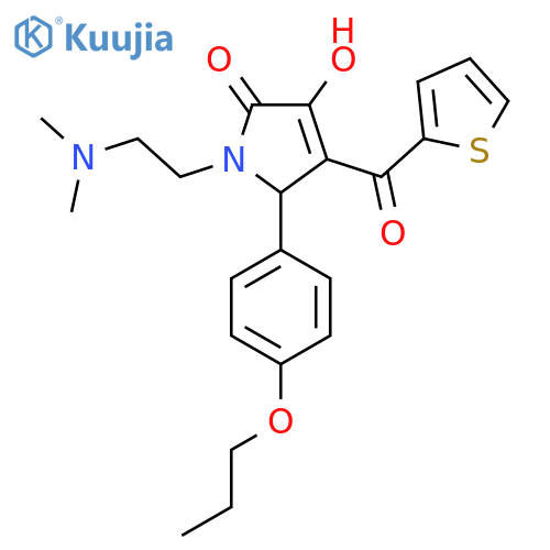 1-2-(dimethylamino)ethyl-3-hydroxy-5-(4-propoxyphenyl)-4-(thiophene-2-carbonyl)-2,5-dihydro-1H-pyrrol-2-one structure