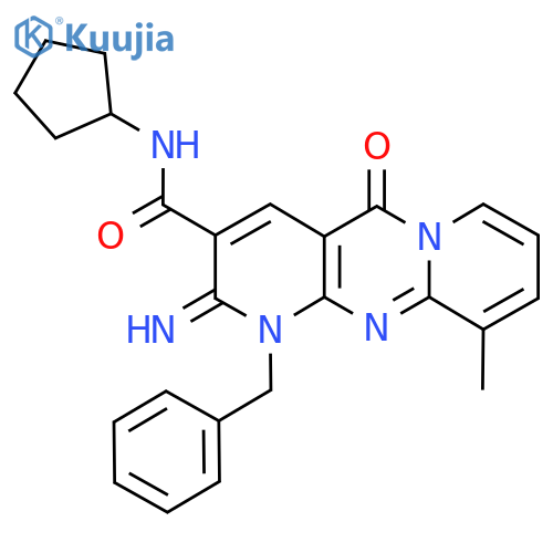 7-benzyl-N-cyclopentyl-6-imino-11-methyl-2-oxo-1,7,9-triazatricyclo8.4.0.0^{3,8}tetradeca-3(8),4,9,11,13-pentaene-5-carboxamide structure