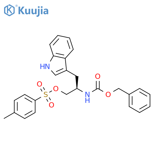 Carbamic acid, N-[(1R)-1-(1H-indol-3-ylmethyl)-2-[[(4-methylphenyl)sulfonyl]oxy]ethyl]-, phenylmethyl ester structure