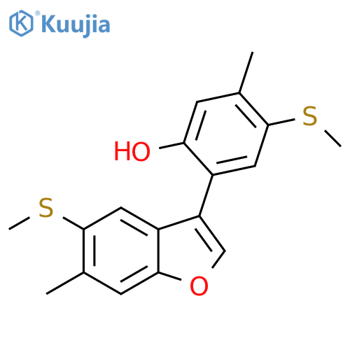 Phenol,5-methyl-2-[6-methyl-5-(methylthio)-3-benzofuranyl]-4-(methylthio)- structure