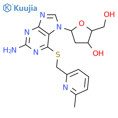 9H-Purin-2-amine,9-(2-deoxy-a-D-erythro-pentofuranosyl)-6-[[(6-methyl-2-pyridinyl)methyl]thio]- structure
