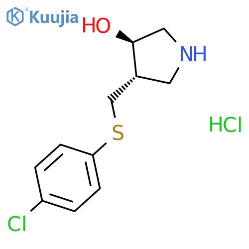 3-PYRROLIDINOL, 4-[[(4-CHLOROPHENYL)THIO]METHYL]-, HYDROCHLORIDE, (3R,4S)- structure