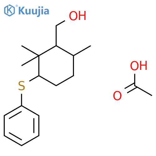 CYCLOHEXANEMETHANOL, 2,2,6-TRIMETHYL-3-(PHENYLTHIO)-, ACETATE structure