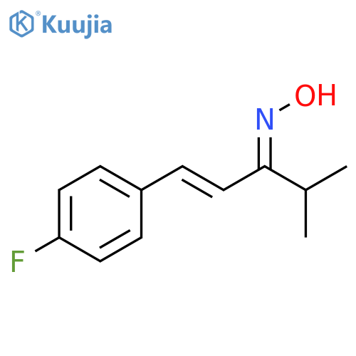 1-Penten-3-one, 1-(4-fluorophenyl)-4-methyl-, oxime, (E,E)- structure
