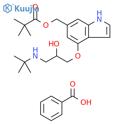 Propanoic acid, 2,2-dimethyl-, [4-[3-[(1,1-dimethylethyl)amino]-2-hydroxypropoxy]-1H-indol-6-yl]methyl ester, benzoate (1:) structure