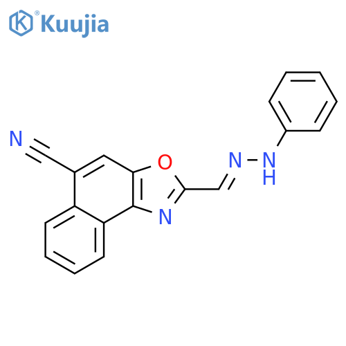 Naphth[1,2-d]oxazole-5-carbonitrile, 2-[(phenylhydrazono)methyl]- structure