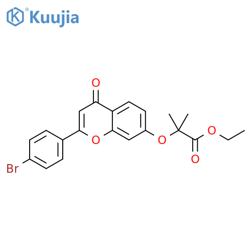 Propanoic acid, 2-[[2-(4-bromophenyl)-4-oxo-4H-1-benzopyran-7-yl]oxy]-2-methyl-, ethyl ester structure