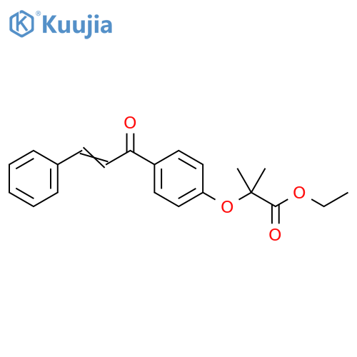 Propanoic acid, 2-methyl-2-[4-(1-oxo-3-phenyl-2-propen-1-yl)phenoxy]-, ethyl ester structure