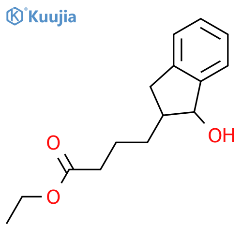 1H-Indene-2-butanoic acid, 2,3-dihydro-3-hydroxy-, ethyl ester, trans- structure