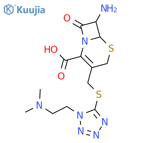 (6R-trans)-7-amino-3-[[[1-[2-(dimethylamino)ethyl]-1H-tetrazol-5-yl]thio]methyl]-8-oxo-5-thia-1-azabicyclo[4.2.0]oct-2-ene-2-carboxylic acid structure