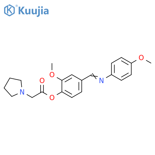 1-Pyrrolidineacetic acid, 2-methoxy-4-[[(4-methoxyphenyl)imino]methyl]phenyl ester structure