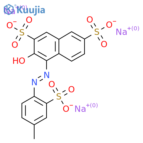 3-hydroxy-4-[(4-methyl-2-sulphophenyl)azo]naphthalene-2,7-disulphonic acid, sodium salt structure