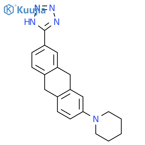 Piperidine, 1-[9,10-dihydro-7-(1H-tetrazol-5-yl)-2-anthracenyl]- structure