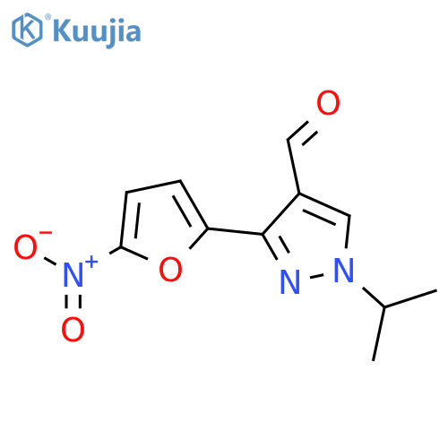1H-Pyrazole-4-carboxaldehyde, 1-(1-methylethyl)-3-(5-nitro-2-furanyl)- structure