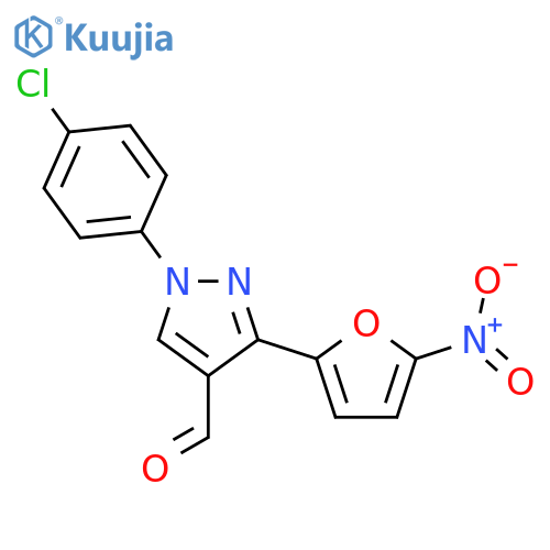 1H-Pyrazole-4-carboxaldehyde, 1-(4-chlorophenyl)-3-(5-nitro-2-furanyl)- structure