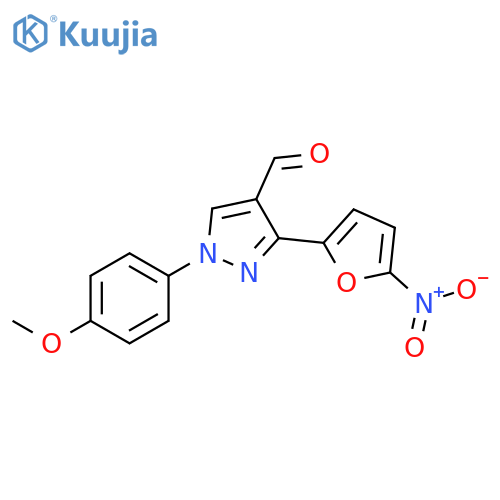 1H-Pyrazole-4-carboxaldehyde,1-(4-methoxyphenyl)-3-(5-nitro-2-furanyl)- structure