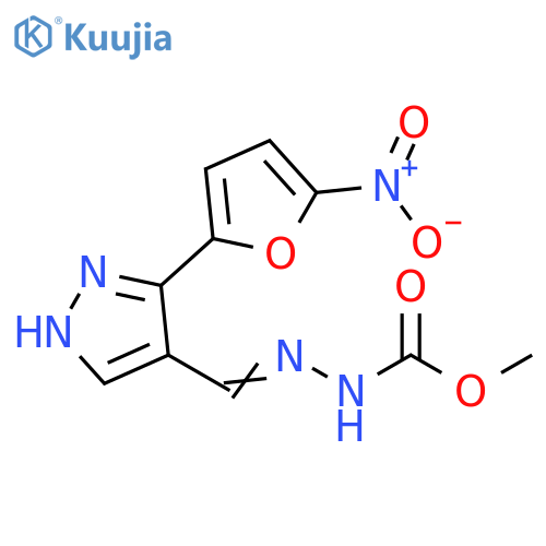 Hydrazinecarboxylic acid,[[3-(5-nitro-2-furanyl)-1H-pyrazol-4-yl]methylene]-, methyl ester structure