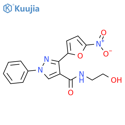 1H-Pyrazole-4-carboxamide,N-(2-hydroxyethyl)-3-(5-nitro-2-furanyl)-1-phenyl- structure