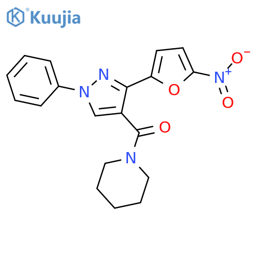 Piperidine, 1-[[3-(5-nitro-2-furanyl)-1-phenyl-1H-pyrazol-4-yl]carbonyl]- structure