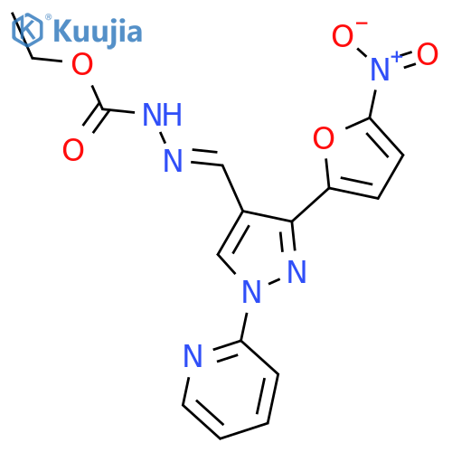 Hydrazinecarboxylic acid, 2-[[3-(5-nitro-2-furanyl)-1-(2-pyridinyl)-1H-pyrazol-4-yl]methylene]-, ethyl ester structure