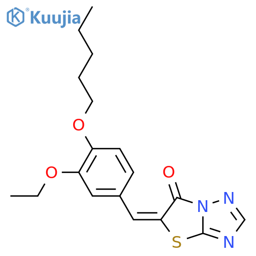 (5E)-5-{3-ethoxy-4-(pentyloxy)phenylmethylidene}-5H,6H-1,2,4triazolo3,2-b1,3thiazol-6-one structure