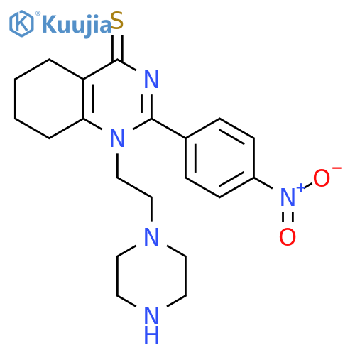 2-(4-nitrophenyl)-1-2-(piperazin-1-yl)ethyl-1,4,5,6,7,8-hexahydroquinazoline-4-thione structure