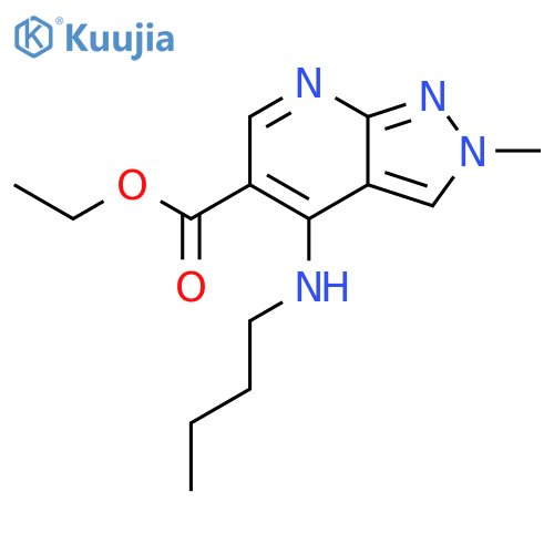 2H-Pyrazolo[3,4-b]pyridine-5-carboxylic acid, 4-(butylamino)-2-methyl-, ethyl ester structure
