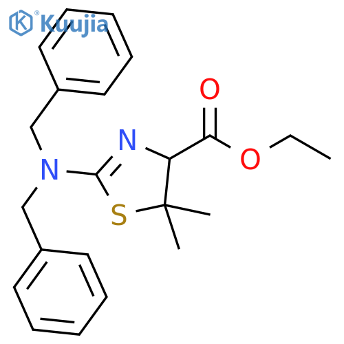 4-Thiazolecarboxylic acid, 2-[bis(phenylmethyl)amino]-4,5-dihydro-5,5-dimethyl-, ethyl ester structure