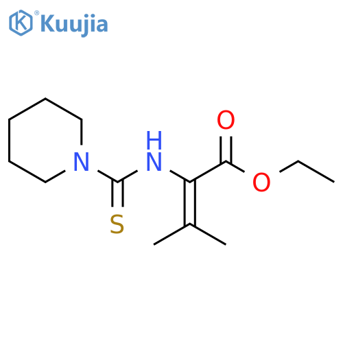 2-Butenoic acid, 3-methyl-2-[(1-piperidinylthioxomethyl)amino]-, ethyl ester structure