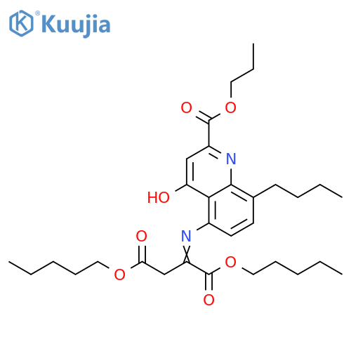 Butanedioic acid, 2-[[8-butyl-4-hydroxy-2-(propoxycarbonyl)-5-quinolinyl]imino]-, 1,4-dipentyl ester structure