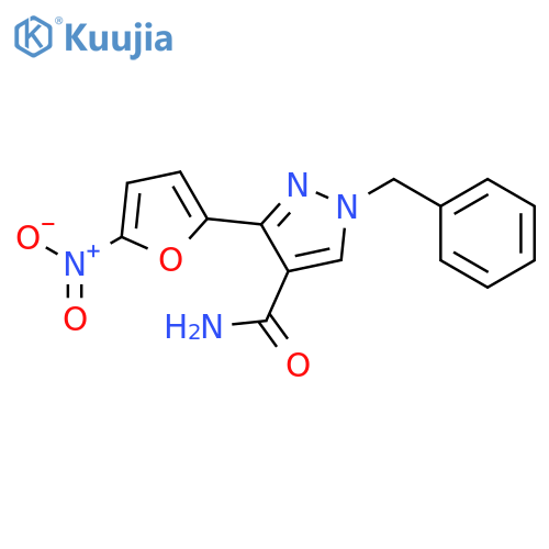 1H-Pyrazole-4-carboxamide, 3-(5-nitro-2-furanyl)-1-(phenylmethyl)- structure