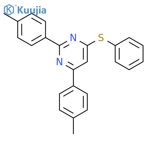 PYRIMIDINE, 2,4-BIS(4-METHYLPHENYL)-6-(PHENYLTHIO)- structure
