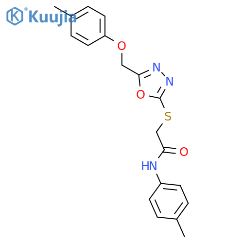 2-({5-[(4-methylphenoxy)methyl]-1,3,4-oxadiazol-2-yl}sulfanyl)-N-(4-methylphenyl)acetamide structure