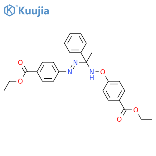 Benzoic acid,4-[[1-[[4-(ethoxycarbonyl)phenoxy]amino]-1-phenylethyl]azo]-, ethyl ester structure