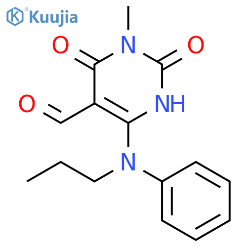 5-Pyrimidinecarboxaldehyde,1,2,3,6-tetrahydro-1-methyl-2,6-dioxo-4-(phenylpropylamino)- structure