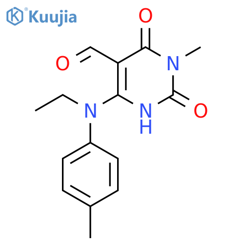 5-Pyrimidinecarboxaldehyde,4-[ethyl(4-methylphenyl)amino]-1,2,3,6-tetrahydro-1-methyl-2,6-dioxo- structure